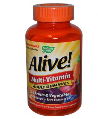 Nature's Way, Alive!, Adult Multi-Vitamin, Fruit Flavors, 90 Gummies