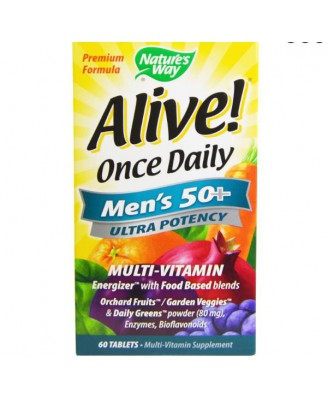 Nature's Way, Alive! Einmal täglich, Herren 50 +, Ultra Potenz, Multi-Vitamin & Whole Food Energizer, 60 Tabletten 