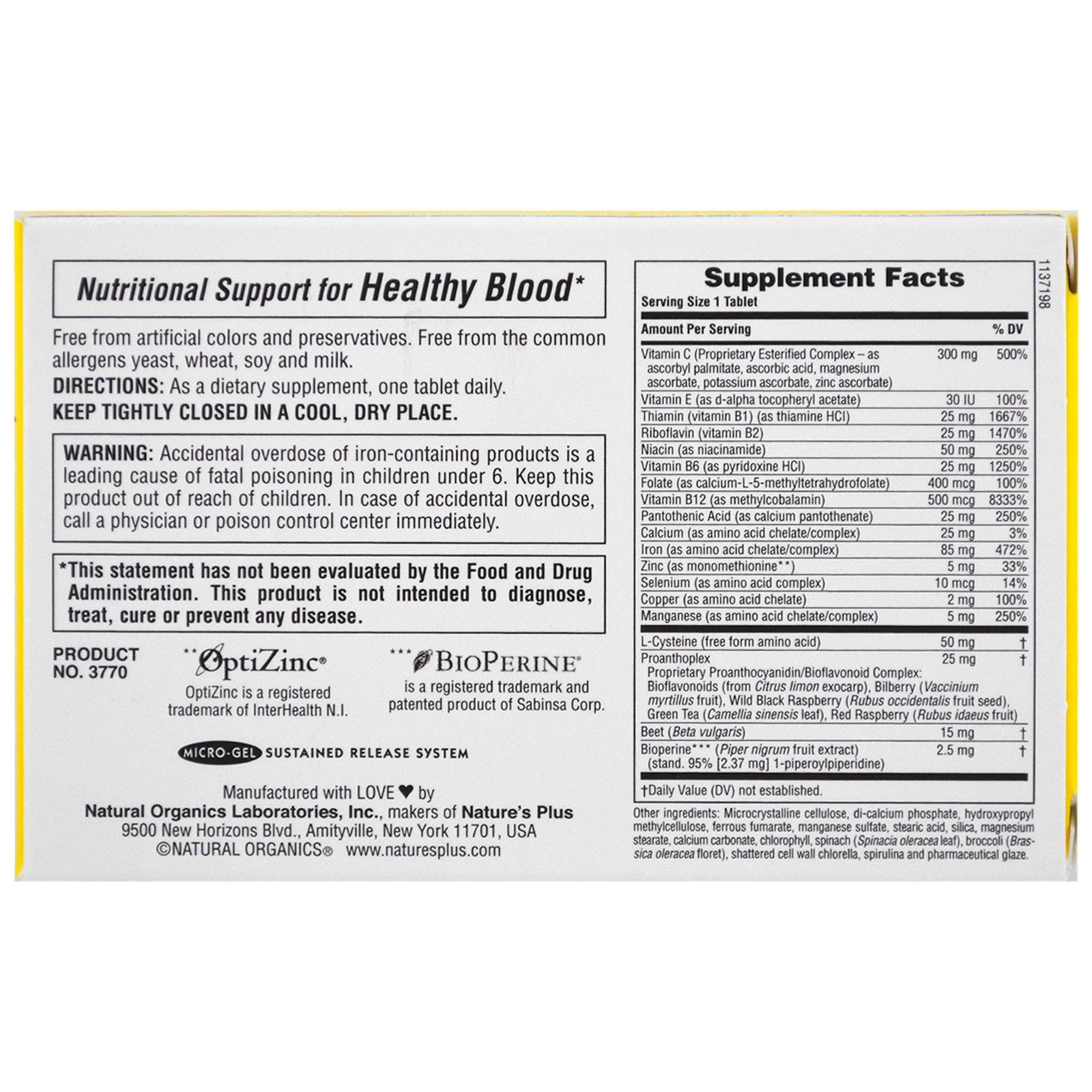 Kaufen Hema-Plex (30 Sustained Release Tablets) - Nature's Plus