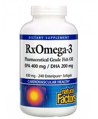 Rx Omega-3 Factors- EPA 400 mg/DHA 200 mg (240 softgels) - Natural Factors