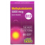 B12- Methylcobalamin- 5000 mcg (60 chewable tablets) - Natural Factors